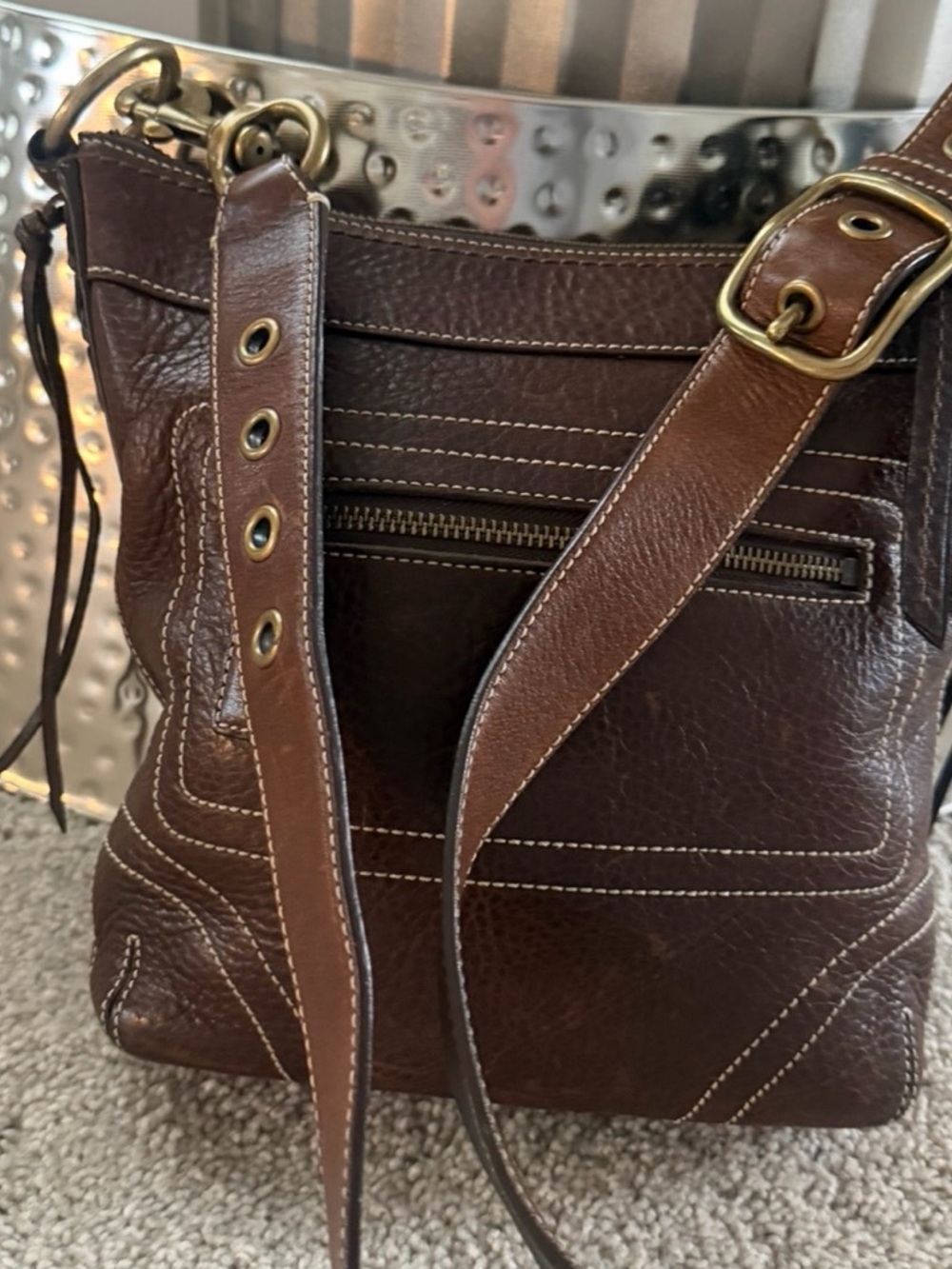 Coach Leather Messenger Bag with Adjustable Strap